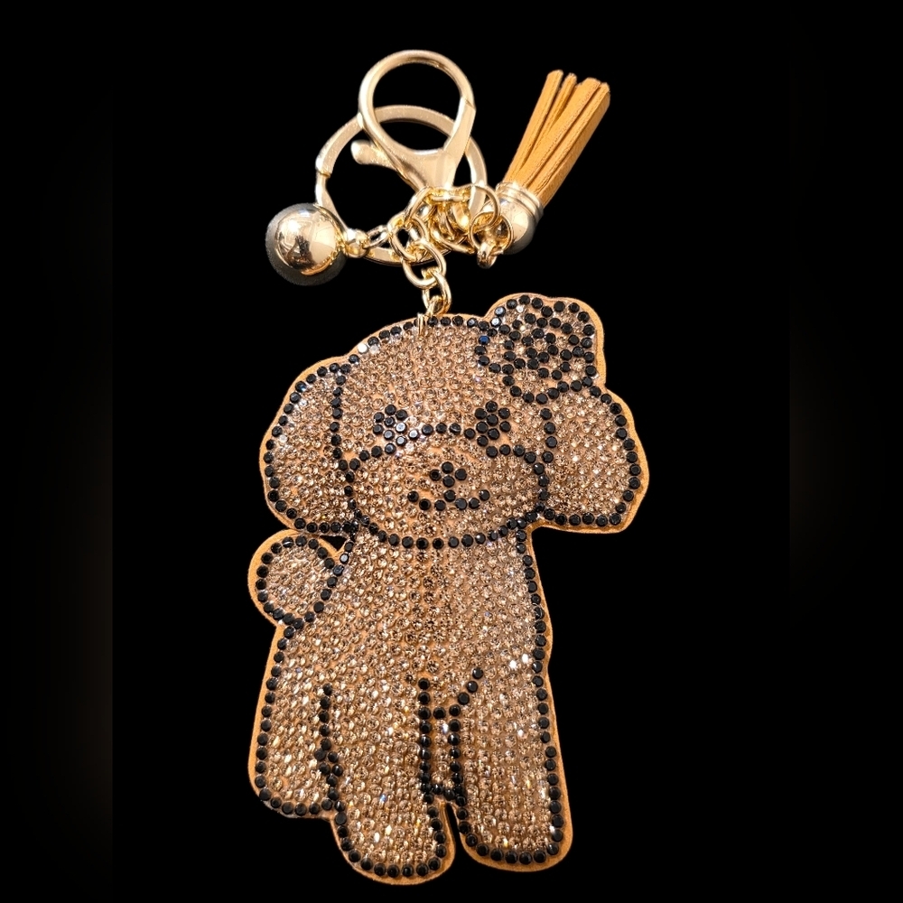 Gold and Black Dog Bag Charm Keychain